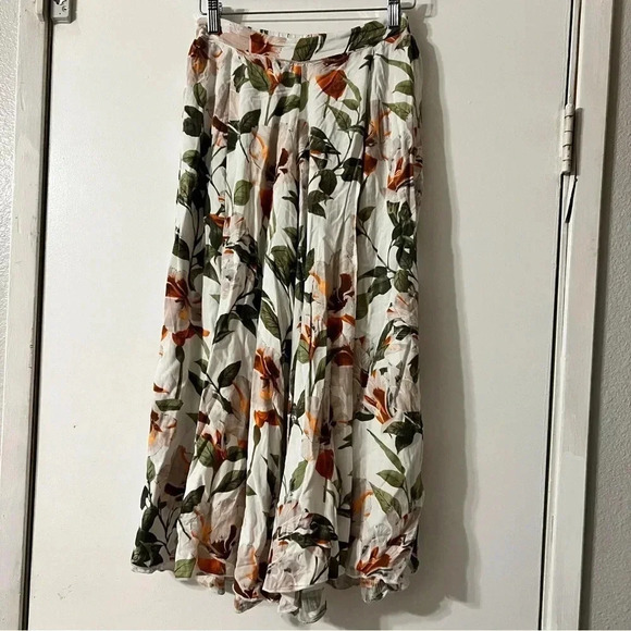 Coco Cabana Cabaña Floral Wide Leg Palazzo Cropped Pants Pull On Vacation Resort - Picture 1 of 10